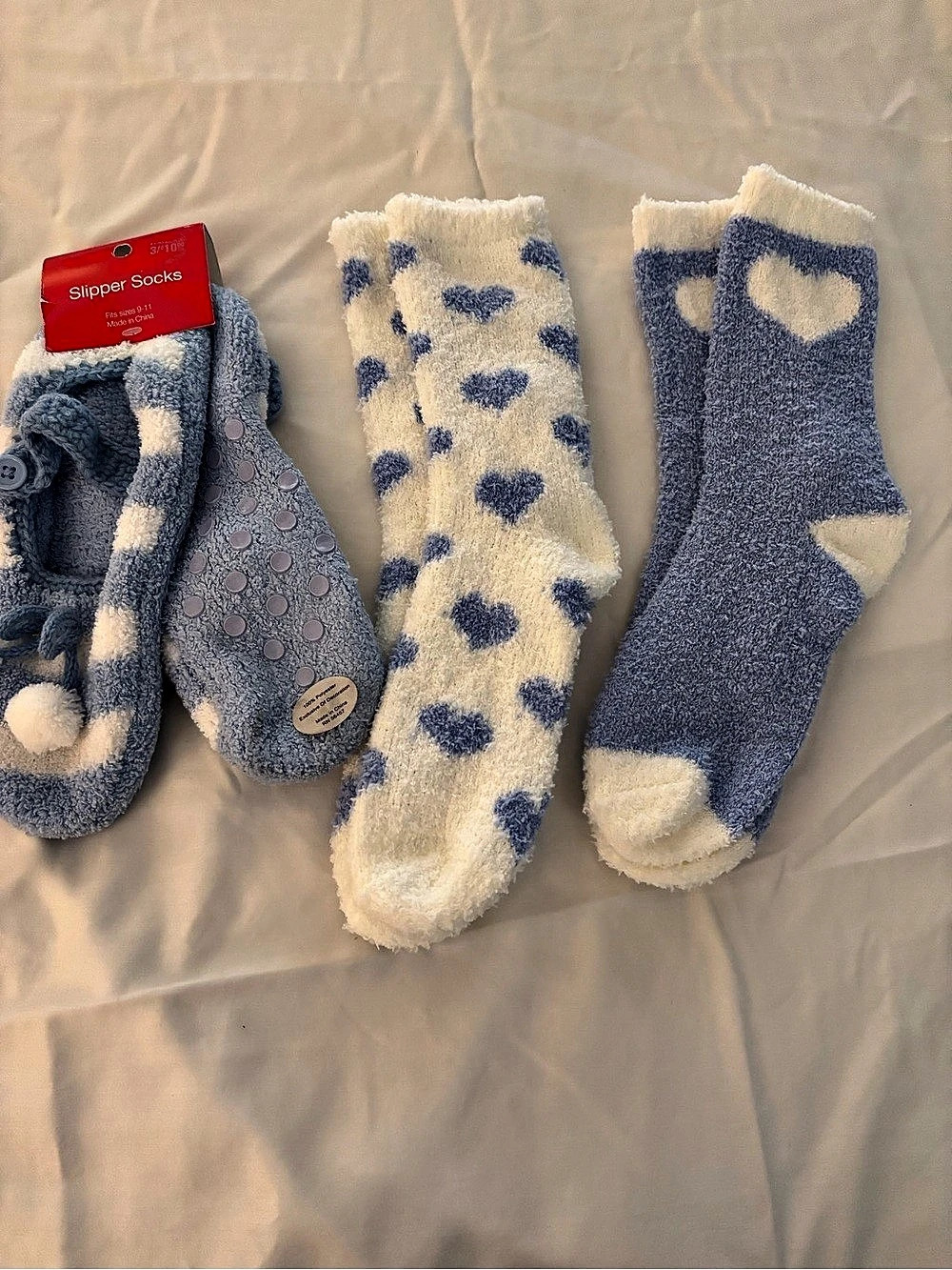 Super Socks Cozy Patterned Socks Blue & White